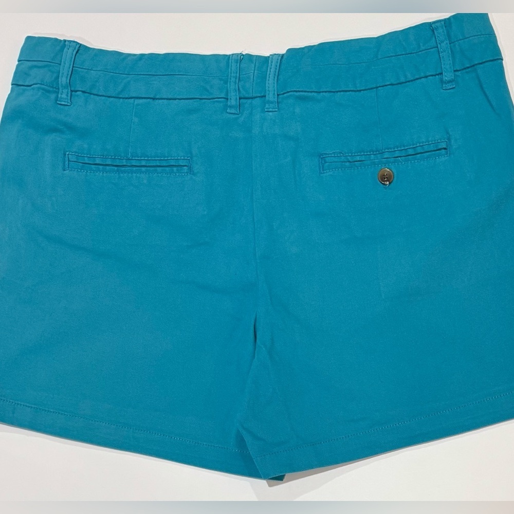 Turquoise Shorts Womens Size 14 Stretch Casual Summer Blue Flat Front Mid Rise - Picture 2 of 7